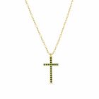 Deja Jewels Goudkleurige Dames Kruisketting met Groene Zirkonia