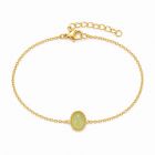 Deja Jewels Goudkleurige Verstelbare Damesarmband met Ovale Groene Steen