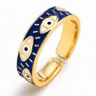 Deja Jewels Goudkleurige Verstelbare Damesring met Blauw Oogmotief
