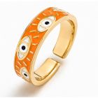 Deja Jewels Goudkleurige Verstelbare Damesring met Oranje Oogmotief