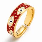 Deja Jewels Goudkleurige Verstelbare Damesring met Rood Oogmotief