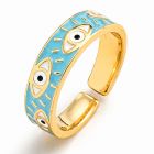 Deja Jewels Goudkleurige Verstelbare Damesring met Turquoise Oogmotief