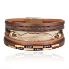 Deja Armband goudkleurig bruin met veer en strass