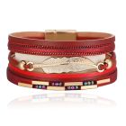 Deja Armband goudkleurig rood met veer en strass