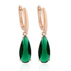 Deja Jewels Oorbellen met Hangers - Dames, Roségouden Afwerking, Groene Waterdrop Glassteen