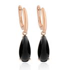Deja Jewels Oorbellen met Hangers - Dames, Roségouden Afwerking, Zwarte Waterdrop Glassteen
