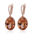 Deja Jewels Oorbellen met Ovale Glassteen Hangers - Dames, Roségouden Afwerking, Champagnekleurige Glassteen