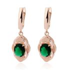 Deja Jewels Oorbellen met Ovale Hangers - Dames, Roségouden Afwerking, Groene Glassteen