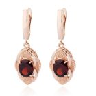 Deja Jewels Oorbellen met Ovale Hangers - Dames, Roségouden Afwerking, Rode Glassteen