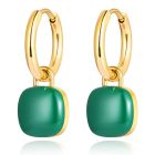 Deja Jewels Oorringen Goudkleurig Met Groene Acryl Hanger