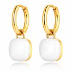 Deja Jewels Oorringen Goudkleurig Met Witte Acryl Hanger