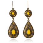 Druppelvorm dames oorbellen hangers multicolor gele steen