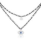 Dubbel Laags Ketting Kristal Kralen - Blue Eye Silver