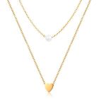Dubbele ketting Edelstaal Verguld Goudkleurig Heart Pearl