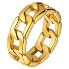 Edelstaal heren ring Cuban Link Goudkleurig