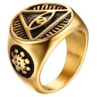 Edelstaal zegelring voor mannen Eye Of Providence Goudkleurig