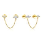 Elegante Elenza Goudkeurige Oorbellen met Ketting en Zirkonia – Luxe Dames Sieraad