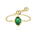 Elenza .925 Zilveren Ring met Smaragdgroene Steen in Marquise-vorm