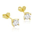 Elenza .925 Zilveren Studs met Gouden Plating en Zirconia – 4mm