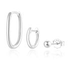Elenza Drie-in-één Oorbellen Set – Elegant Design in Zilver
