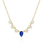 Elenza Gouden Ketting met Blauwe Zirkonia en Witte Steentjes – Luxe Dames Sieraad
