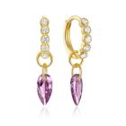 Elenza Gouden Oorbellen met Paarse Zirkonia – Luxe Dames Sieraad