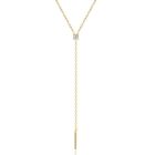 Elenza Goudkleurige 925 Sterling Zilveren Ketting met Zirkonia Hangertje