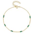 Elenza Goudkleurige Armband met Groene Stenen in 925 Sterling Zilver