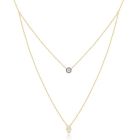 Elenza Goudkleurige Dubbele Ketting met Hamsa Hand en Zirkonia Steen