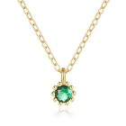 Elenza Goudkleurige Ketting met Groene Zirkonia in 925 Sterling Zilver