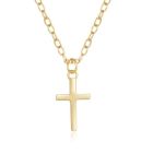 Elenza Goudkleurige Ketting met Klassiek Kruis in 925 Sterling Zilver