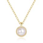 Elenza Goudkleurige Ketting met Parel in 925 Sterling Zilver