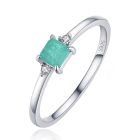 Elenza Sterling .925 Zilveren Ring met Rechthoekige Groene Steen en Zirkonia