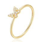 Elenza Thin .925 Zilveren Ring met Vlindermotief en Gouden Plating – 1mm