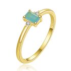 Elenza Zilveren Ring met Smaragdgroene Steen en Zirkonia, Verguld met 18k Gouden Plating