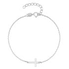 Elenza zilverkleurige 925 Sterling Zilveren Armband met Fijn Kruis