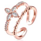Gedraaide Rose kleurige Dames Ring Edelstaal met Bloem Zirkonia