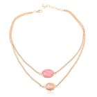 Gelaagde goudkleurige verstelbare Boho stijl ketting met roze stenen
