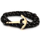 Goudkleurige anker armband polyester koord