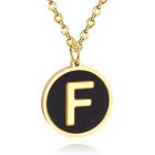 Goudkleurige Dames Schakelketting met Zwarte Kettinghanger Letter F