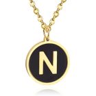 Goudkleurige Dames Schakelketting met Zwarte Kettinghanger Letter N
