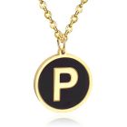 Goudkleurige Dames Schakelketting met Zwarte Kettinghanger Letter P