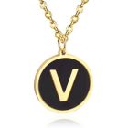 Goudkleurige Dames Schakelketting met Zwarte Kettinghanger Letter V