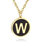 Goudkleurige Dames Schakelketting met Zwarte Kettinghanger Letter W