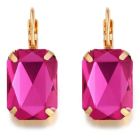 Goudkleurige oorbellen voor dames met een grote paarse steen