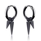 Heren oorbellen zwart edelstaal met 2 pijlen hangers