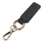 Heren Sleutelhanger met Zwart Leren Label en Musketon