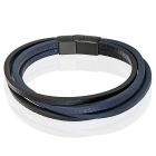 Heren armband Leer Multi Mendes Edelstaal Zwart Blauw