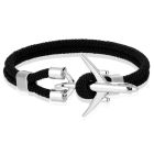 Heren Armband Paracord Vliegtuig Anker Zilverkleurig Zwart