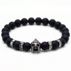 Kralen heren armband Onyx Spartan Helmet Grey